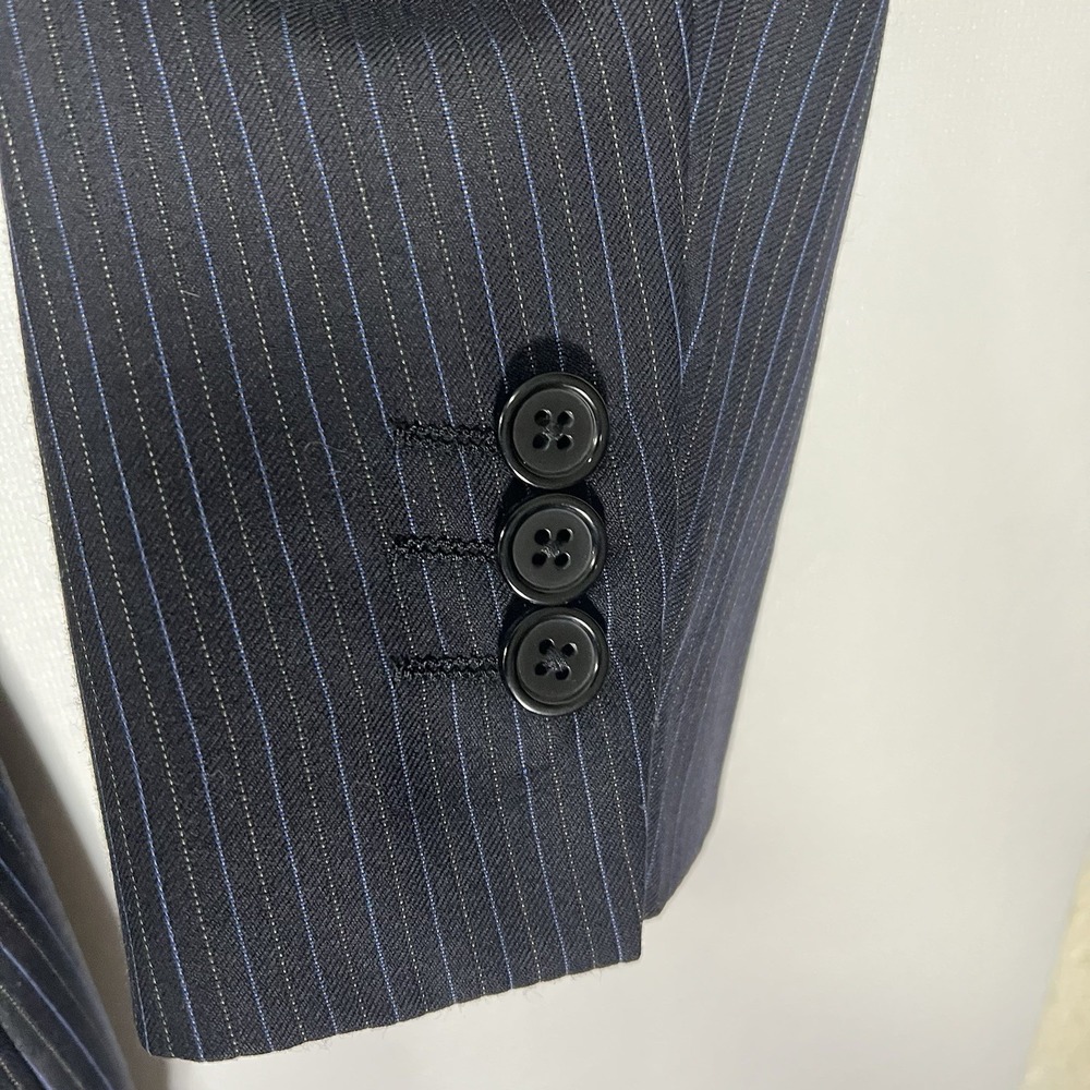 Tallia Sartoria Loro Piana Men 44L Wool Black Pinstripe Blazer Sport Coat Jacket - Picture 7 of 8